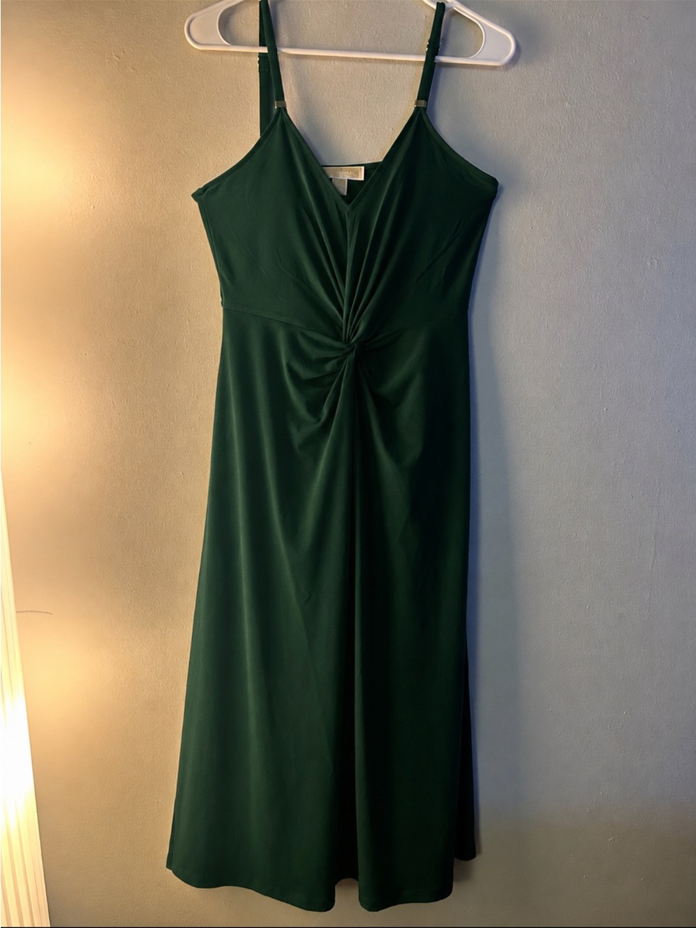 MICHAEL Michael Kors Dark Green Twist-Front Midi Dress